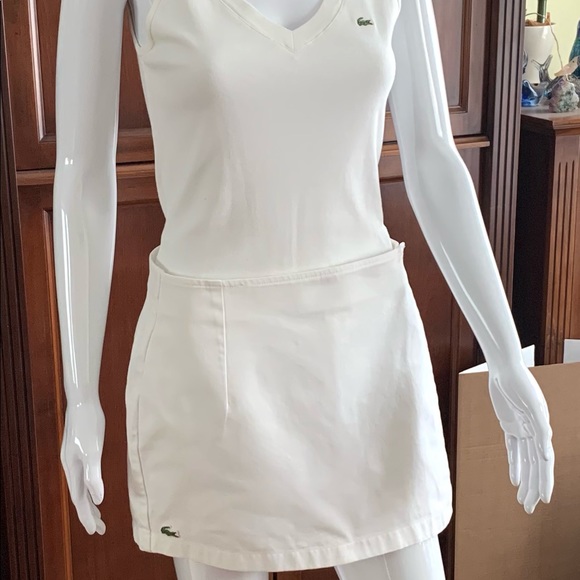 Lacoste 100% white cotton official tennis scort mini short skirt Eur 44 US Large - Picture 4 of 14